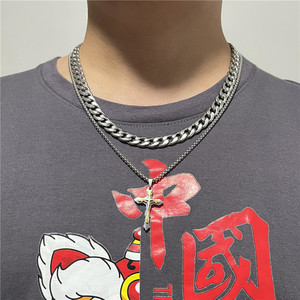 Stainless Steel Two Tone <b>Cross</b> Pendant Necklace Men Punk Retro Fashion Jewelry 12010 - Product Image 3