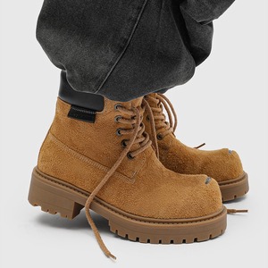 Bottes en cuir marron pour hommes, hauteur du talon 20 cm, style vintage rare, bottes hautes à semelles épaisses, grande taille, bottes de moto tendance - Product Image 4