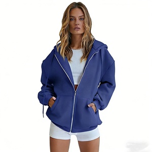 Sudadera con Capucha y Cremallera Informal de Moda para Mujer, Chaqueta Estilo Novio Básica de Otoño Invierno con Logotipo Frontal, Diseño Personalizado ODM - Product Image 4