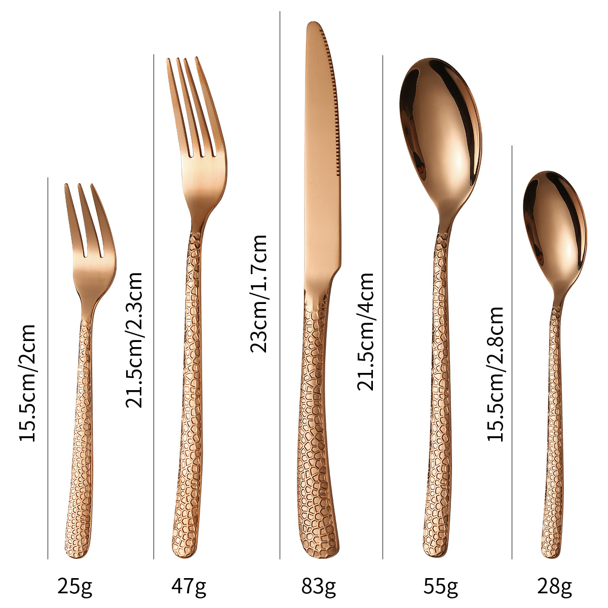 ชุด 5 ชิ้นสีโรสโกลด์
