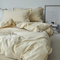 Parure de lit de luxe en coton 4 pièces, housse de couette unie, drap-housse doux et respirant pour hôtel, OEM ODM