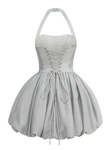 <span class=keywords><strong>Abito</strong></span> <span class=keywords><strong>Mini</strong></span> SB3722 Scintillante con Glitter, Halter Sexy con Lacci, Aderente, con Maniche a Sbuffo, per Feste Formali, Serate e Compleanni - Product Image 5