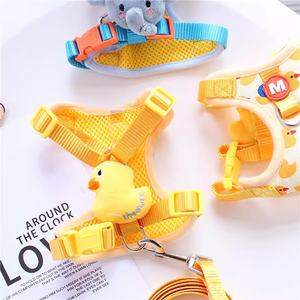 Rarewe Set kekang anjing kucing, aksesori hewan peliharaan Logo kuning bayi bebek dicetak Set <span class=keywords><strong>Harness</strong></span> kucing dapat disesuaikan rompi <span class=keywords><strong>Harness</strong></span> - Product Image 3