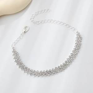 Bracelet de <span class=keywords><strong>cheville</strong></span> à chaîne ajustable en plaqué or et argent, bracelets de <span class=keywords><strong>cheville</strong></span> pour femmes avec strass brillants et brillants - Product Image 4
