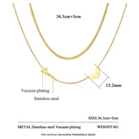 Collier en acier inoxydable plaqué or 18 carats avec pendentif cœur et chaîne serpent superposée, cadeau pour femme, vente en gros