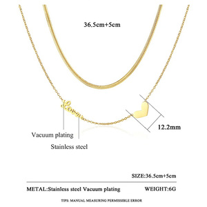 Collar de Acero Inoxidable con Colgante de Corazón y Cadena de Serpiente Chapada en <span class=keywords><strong>Oro</strong></span> de 18K, Regalo para Mujer, Venta al Por Mayor - Product Image 2