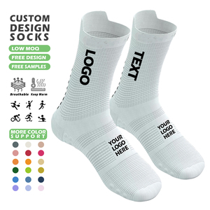 Chaussettes de sport personnalisées à faible MOQ avec logo, conception gratuite, chaussettes athlétiques de course et de cyclisme personnalisées, vente en gros, chaussettes mi-mollet à marque privée - Product Image 1