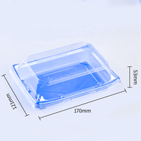 Conteneur à sushi rectangulaire jetable en plastique bleu, emballage à emporter pour sushi japonais avec couvercles transparents, vente chaude