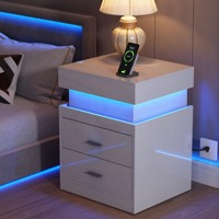 Table de chevet intelligente moderne de couleur personnalisée Nachttisch avec charge téléphones mobiles lumière LED multi-fonctionnel chambre usage domestique