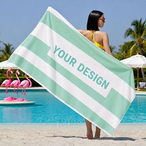 Mint Green Stripe <b>Beach</b> <b>Towel</b> Custom Design OEM - Product Image 1