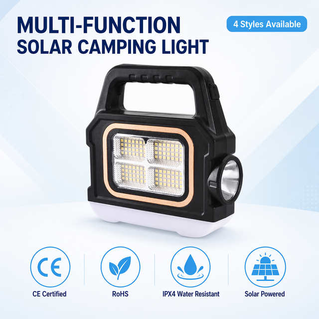 Outdoor Solar Lantern Work Lamp Flashlight IP65 Rated 6000K Daylight Dimmable USB Charging Emergency Belt Output Camping Light