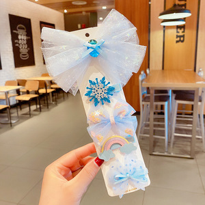 Winter Snowflake Bow Hair Clips Set Super Fairy Princess Barrettes For Little Girls Kids Decorative Hair Accessories - Product Image 3