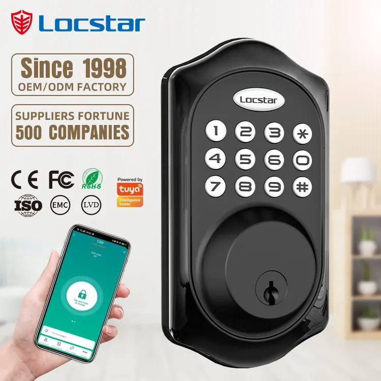 Lockstar kunci rumah pintar Tuya keamanan penjualan laris kunci pintu Deadbolt Digital kata sandi kode elektronik nirkabel dengan Keypad