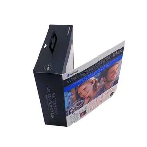 Angelol Custom Logo Printed Paper Earphone Headphone Package Box Headset Packaging Paper Magnetic Closure Box With PVC Window