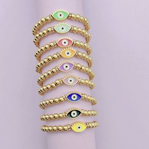 สร้อยข้อมือลูกปัดชุบทอง ดีไซน์ตาปีศาจ เครื่องประดับแฟชั่น - Product Image 1
