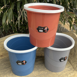 Poubelle en plastique épaisse de grande taille avec anneau de pression, cylindrique, pour usage intérieur et extérieur, couleurs mélangées, grande poubelle - Product Image 1