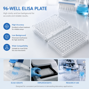 Degao 96 Well Transparent ELISA Plate High Binding <b>Flat</b> Bottom Microplate For Immunoassay Lab Test - Product Image 2