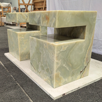 Nouvelle table d'appoint rectangulaire en marbre onyx vert pour la décoration intérieure