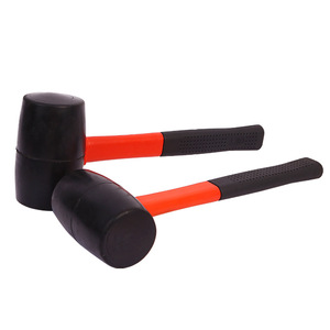 Moxuan Hardware Rubber <b>Hammer</b> Round Head Fiber Handle Black Shockproof For Tiling Installation - Product Image 2