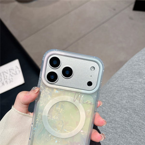 Custodia per telefono cellulare magnetica IMD con motivo a conchiglia <span class=keywords><strong>arcobaleno</strong></span> per <span class=keywords><strong>iPhone</strong></span> 17 Air 16 Pro Max, <span class=keywords><strong>cover</strong></span> posteriore in TPU IMD Bling Bling - Product Image 3