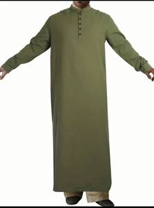 Túnica Musulmana para Hombre, Abaya de Algodón, Manga Larga, Color Sólido, Estilo Islámico Informal, Camisa Tipo Túnica, Ropa Árabe de Dubái, Thobe de Primavera - Product Image 6
