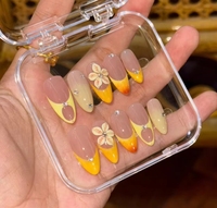 Uñas Postizas Elegantes con Diseño Floral 3D, Pintadas a Mano, Estilo Clásico, Forma Almendrada, Acrílicas, con un Toque Romántico