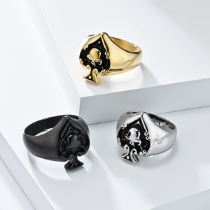 Spade Skull Stainless Steel <b>Ring</b> For <b>Men</b> <b>Silver</b> Gold Black Jewelry Gift Hip Hop Retro Fashion <b>Ring</b> - Product Image 1