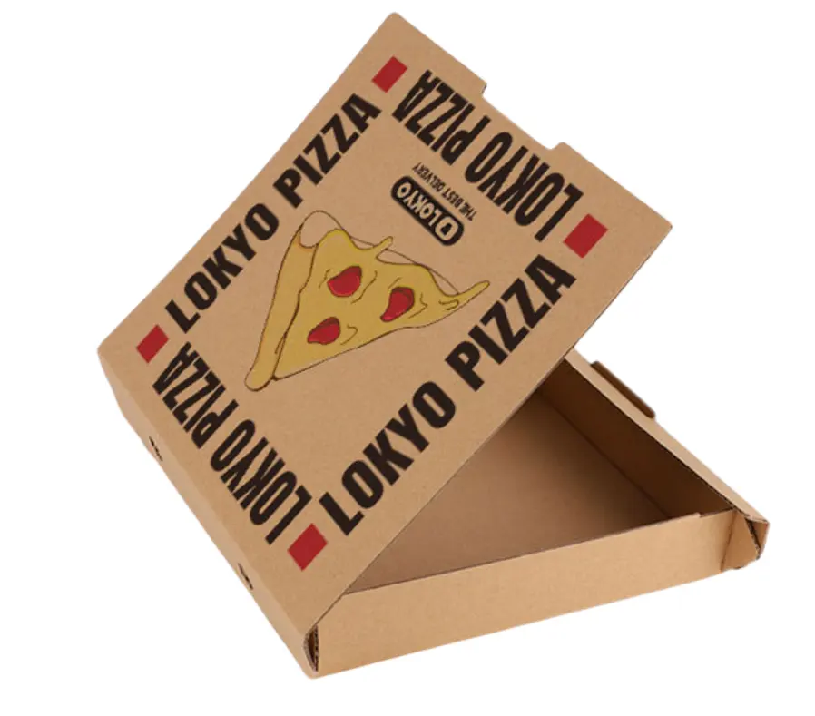 Caja de embalaje de pizza para restaurante al por mayor con logotipo para llevar patatas fritas hamburguesa cajas de pizza
