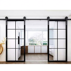 Pista de aluminio suave estilo americano, puertas corredizas interiores <span class=keywords><strong>con</strong></span> <span class=keywords><strong>espejo</strong></span>, Interior cálido, <span class=keywords><strong>puerta</strong></span> corredera de aluminio para baño francés - Product Image 1