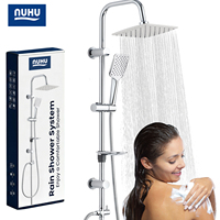 Ensemble complet de robinetterie de douche moderne en laiton pour chauffe-eau, avec système de douche pluie et spa, et porte-savon à feuille