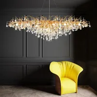 Lustres et suspensions décoratifs modernes en forme de branche d'arbre en cristal pour salon, chambre, table à manger, éclairage d'atrium