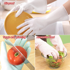 Gants de nettoyage de cuisine de taille moyenne en caoutchouc imperméable à l'eau Gants de ménage de sécurité pour la vaisselle Printemps Automne Long Design en latex - Product Image 3