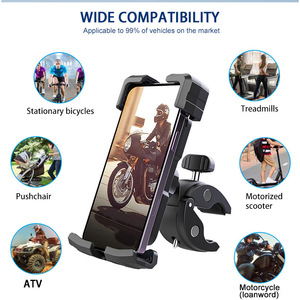 <b>Push</b> Type Bike Phone Holder Universal Mount For Motorcycle Electric Bike Mountain Bike Navigation With Adjustable Clamp Black - Product Image 3