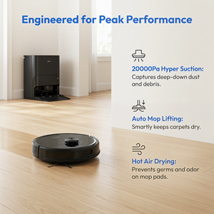 Robot Aspirador PV9 con Función de Autolimpieza y Elevación Automática de la Mopa, Navegación LDS, 20000Pa, Control por App Tuya, Ideal para Pelo de Mascotas - Product Image 3