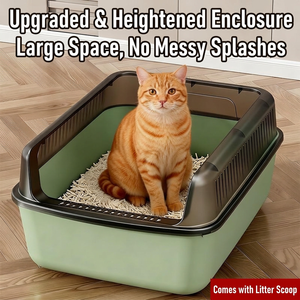 Bac à litière semi-fermé extra large pour chat avec pelle et plateau profond ouvert pour chatons - Product Image 4