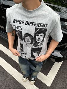 T-shirt vintage à manches courtes pour homme, imprimé sur toute la surface, coupe ample, en coton, streetwear - Product Image 4