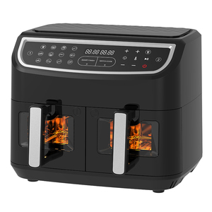 Friteuse à <span class=keywords><strong>air</strong></span> à double panier 2400w avec fenêtre transparente visible 9L friteuse à <span class=keywords><strong>air</strong></span> numérique intelligente technologie deux zones nouvelle freidora de aire - Product Image 1