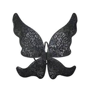 Personalizzazione di fabbrica Parade Carnival Party Wings Costume Black Glitters Lace-like Nylon Fairy Wings for Lady Party Wings - Product Image 1