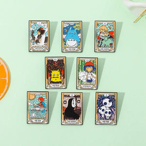 Broches de Esmalte de Tarot Personalizados, Noface-man, Calcifer, San Howl, <span class=keywords><strong>Kiki</strong></span>, Ponyo, Insignias de Solapa, Broches de Anime de Dibujos Animados - Product Image 4