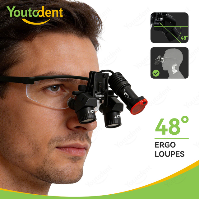 Surgical Angled Binocular Glasses 4x-6x Magnification Bright Vision Headband  Flip-up Magnifying Glass TTL Ergo Dental Loupes