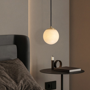 Luminaire suspendu en marbre naturel minimaliste moderne, tout en cuivre, pour chambre à coucher, chevet, hôtel, bar, comptoir - Product Image 2