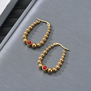 Aretes Resoul de Acero Inoxidable Chapados en Oro de 18k, Aretes de Cristal para Mujer, Resistentes al Deslustre y al Agua - Product Image 3