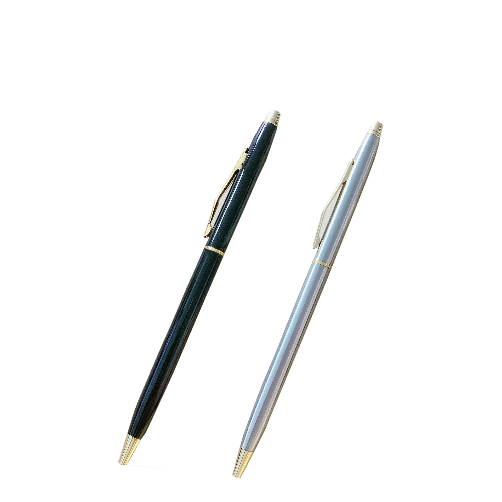 Promotional Custom Metal Click Slim Pen With Gold Metal Clip With Engraved Printed Logo writing ballpoint pen