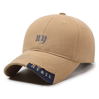 Casquettes de baseball structurées à 6 panneaux, vintage, délavées, personnalisées, avec broderie gothique sur le panneau avant, en toile vieillie et visière incurvée