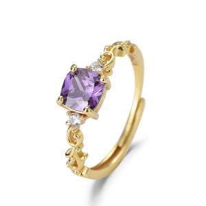 Exquisitos Anillos <span class=keywords><strong>de</strong></span> Cobre con Gema Púrpura para Mujer, Anillos <span class=keywords><strong>de</strong></span> Dedo Modernos para Chicas, Regalos <span class=keywords><strong>de</strong></span> Joyería - Product Image 5