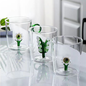 Tasse en verre au Design spécial <span class=keywords><strong>France</strong></span>, cadeau de cérémonie, tasse d'haltère, muguet Flores convallariat - Product Image 1