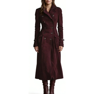 Abrigo Trench Cruzado de Ante Sintético para Mujer - Abrigo Maxi con Cinturón y Ribetes en Contraste, Ropa de Mujer, Moda - Product Image 4