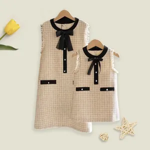 Custom Mommy And Me Autumn Fragrance And Bright Modern Tweed Knit Wear Dresses