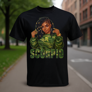 T-shirt Scorpio Queen Loc'd Black Woman Camo Zodiac - Product Image 3