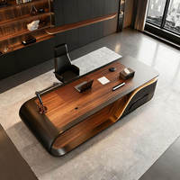 Scrivania Moderna ed Elegante in Legno Melaminico, Tavolo da Lavoro per Manager e Dirigenti, Scrivania di Lusso